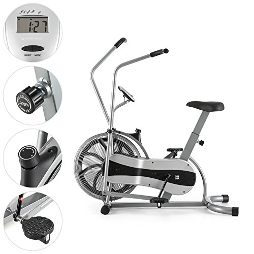 CAPITAL SPORTS Stormstrike 2k Máquina Elíptica Bicicleta Ergómetro Resistencia Infinita Regulación contínua Entrenamiento piernas y brazos simultáneo Altura regulable Máx 120 kg Plateada