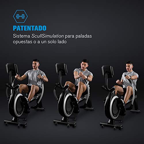 CAPITAL SPORTS The Skyf máquina de remo - Banco de remo , Entrenamiento eficaz , Resistencia magnética de 16 niveles , Rieles de aluminio de 90 cm , Soporte para tablet , Ordenador integrado , Negro