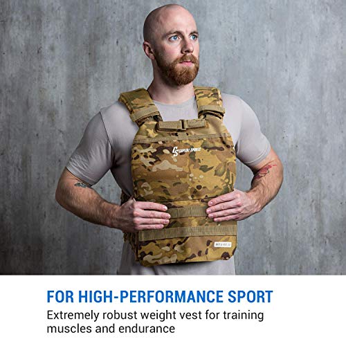 CapitalSports Battlevest 2.0 - Chaleco lastrado, 2 Pesas Acero, 8,75 lbs por Pesa, Cintas de Velcro, Acolchado, Malla Interior, Cable desenganche rápido,Mango Arrastre,Transpirable, Verde