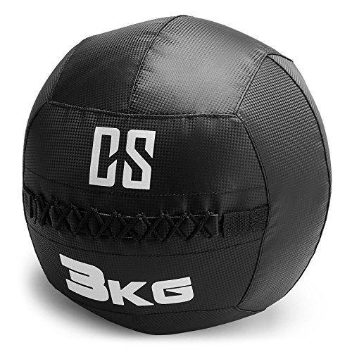 CapitalSports Bravor Balón Medicinal PVC 3 Kg (Entrenamiento del Core, Funcional y Cross, Resistente Acabado Robusto, Cosido Doble) - Negro