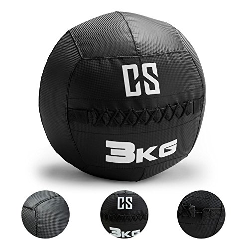 CapitalSports Bravor Balón Medicinal PVC 3 Kg (Entrenamiento del Core, Funcional y Cross, Resistente Acabado Robusto, Cosido Doble) - Negro