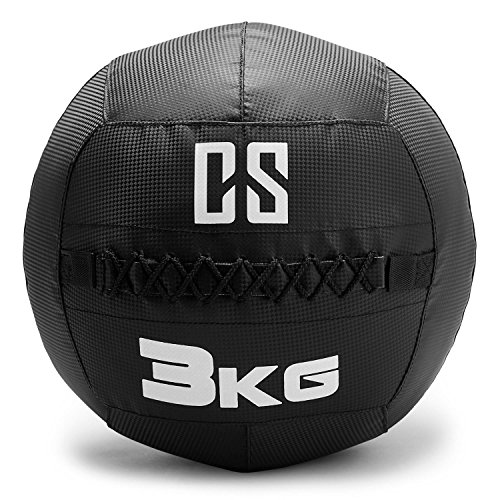 CapitalSports Bravor Balón Medicinal PVC 3 Kg (Entrenamiento del Core, Funcional y Cross, Resistente Acabado Robusto, Cosido Doble) - Negro