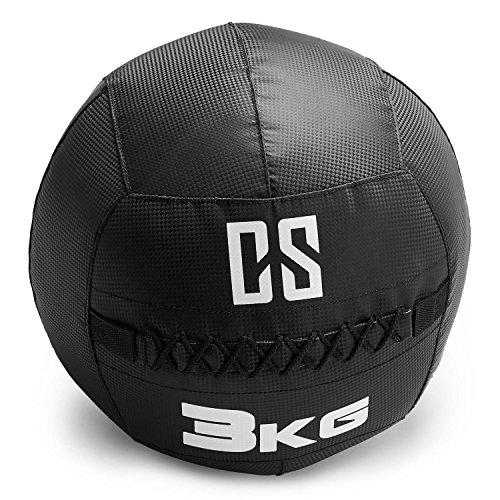 CapitalSports Bravor Balón Medicinal PVC 3 Kg (Entrenamiento del Core, Funcional y Cross, Resistente Acabado Robusto, Cosido Doble) - Negro