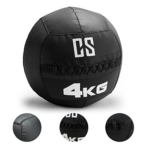CapitalSports Bravor Balón Medicinal PVC 4 Kg (Entrenamiento del Core, Funcional y Cross, Resistente Acabado Robusto, Cosido Doble) - Negro