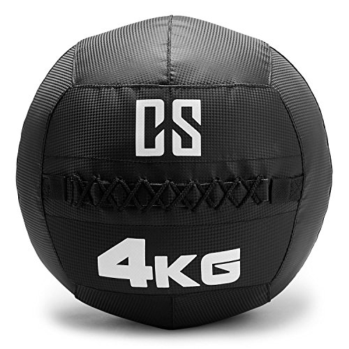 CapitalSports Bravor Balón Medicinal PVC 4 Kg (Entrenamiento del Core, Funcional y Cross, Resistente Acabado Robusto, Cosido Doble) - Negro