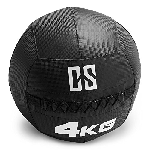 CapitalSports Bravor Balón Medicinal PVC 4 Kg (Entrenamiento del Core, Funcional y Cross, Resistente Acabado Robusto, Cosido Doble) - Negro