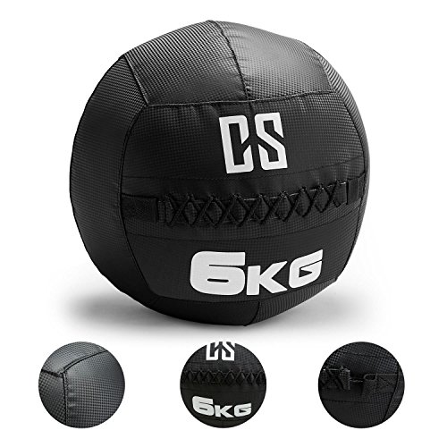 CapitalSports Bravor Balón Medicinal PVC 6 Kg (Entrenamiento del Core, Funcional y Cross, Resistente Acabado Robusto, Cosido Doble) - Negro