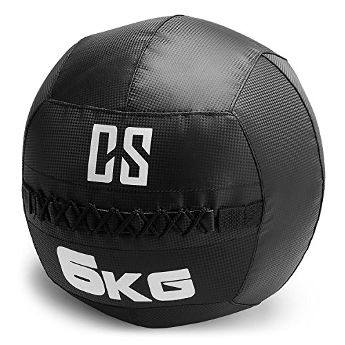 CapitalSports Bravor Balón Medicinal PVC 6 Kg (Entrenamiento del Core, Funcional y Cross, Resistente Acabado Robusto, Cosido Doble) - Negro
