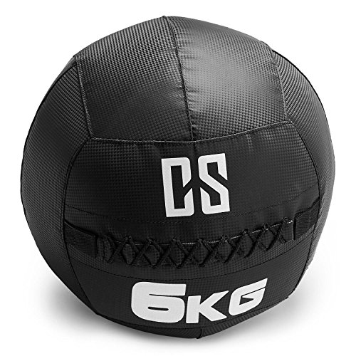 CapitalSports Bravor Balón Medicinal PVC 6 Kg (Entrenamiento del Core, Funcional y Cross, Resistente Acabado Robusto, Cosido Doble) - Negro