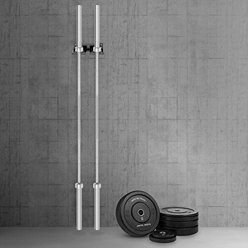 CapitalSports Capital Sports FIT13 sujeciones de Pared para Barras de Pesas (barhold 3 Barras, Almacenamiento Vertical, Hierro Fundido con protección) - Negro