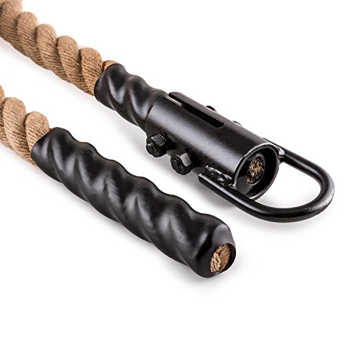 CapitalSports Capital Sports Power Rope H6 Cuerda de Batalla con Gancho (6m 3,8cm, Cuerda cáñamo, Entrenamiento Funcional Fitness)
