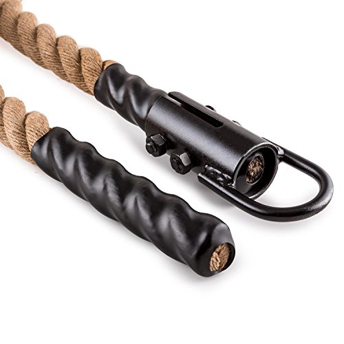 CapitalSports Capital Sports Power Rope H6 Cuerda de Batalla con Gancho (6m 3,8cm, Cuerda cáñamo, Entrenamiento Funcional Fitness)