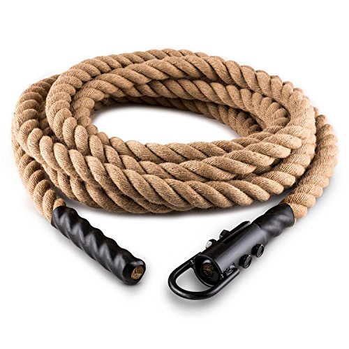 CapitalSports Capital Sports Power Rope H6 Cuerda de Batalla con Gancho (6m 3,8cm, Cuerda cáñamo, Entrenamiento Funcional Fitness)