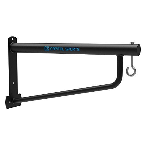 CapitalSports Capital Sports Robrack Soporte para Cuerda de Alpinismo máx. 200kg (Gancho Metal, Montaje en Pared, Ideal Ejercicios Escalada o Saco Boxeo, Negro)