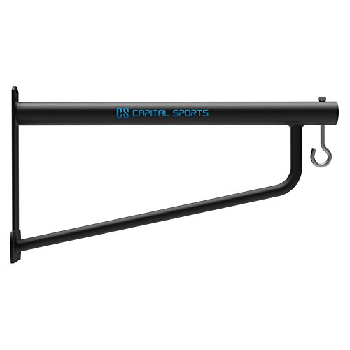 CapitalSports Capital Sports Robrack Soporte para Cuerda de Alpinismo máx. 200kg (Gancho Metal, Montaje en Pared, Ideal Ejercicios Escalada o Saco Boxeo, Negro)