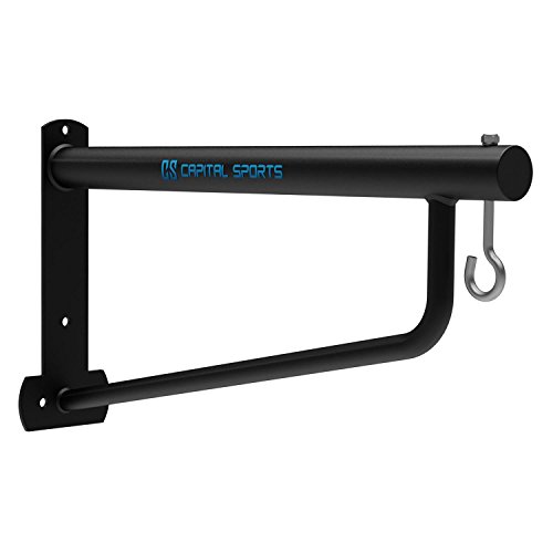 CapitalSports Capital Sports Robrack Soporte para Cuerda de Alpinismo máx. 200kg (Gancho Metal, Montaje en Pared, Ideal Ejercicios Escalada o Saco Boxeo, Negro)