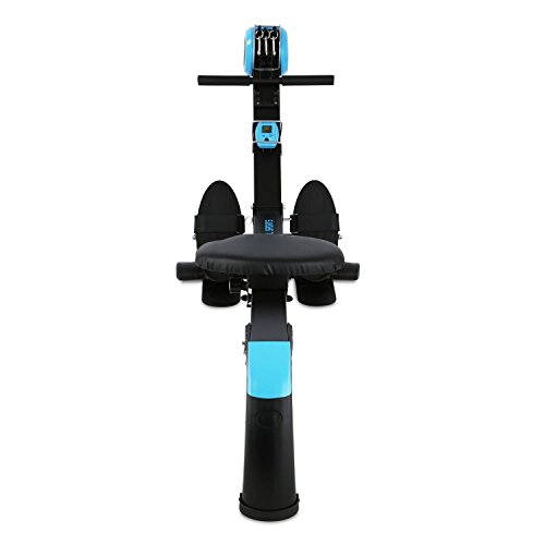 CapitalSports Capital Sports Stringmaster Máquina Remo - 100 kg Capacidad MAX, Banco Remo Plegable multifunción, Monitor Actividad, Entrenamiento de pie o Sentado, Negro/Azul