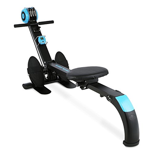 CapitalSports Capital Sports Stringmaster Máquina Remo - 100 kg Capacidad MAX, Banco Remo Plegable multifunción, Monitor Actividad, Entrenamiento de pie o Sentado, Negro/Azul