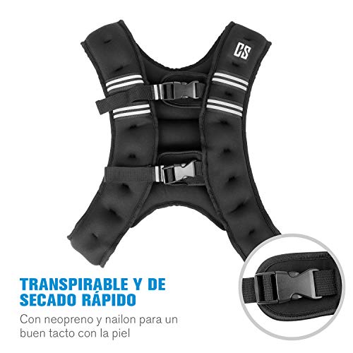 CapitalSports Capital Sports X-Vest Chaleco, Peso: 8 kg, Material: Neopreno/Nylon, Material de Relleno: Bolas de Acero, para el Entrenamiento de Peso Corporal y Funcional, 2 Correas de Pecho, Negro