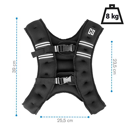 CapitalSports Capital Sports X-Vest Chaleco, Peso: 8 kg, Material: Neopreno/Nylon, Material de Relleno: Bolas de Acero, para el Entrenamiento de Peso Corporal y Funcional, 2 Correas de Pecho, Negro