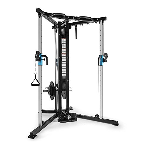 CapitalSports Distendor - Estación de Entrenamiento Multifunción, con tracción por Cable, Musculación Tren Inferior y Superior, Altura Ajustable, Adaptador Discos 25/50 mm