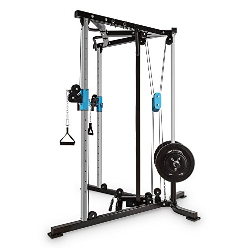 CapitalSports Distendor - Estación de Entrenamiento Multifunción, con tracción por Cable, Musculación Tren Inferior y Superior, Altura Ajustable, Adaptador Discos 25/50 mm