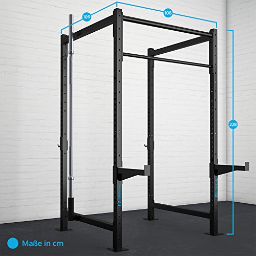 CapitalSports Dominate Edition Set 6 Jaula musculación Entrenamiento Acero (pilares Verticales 228cm, Barra Doble 108cm, traviesas Laterales, Brazos Seguridad, Soporte Barra Pesas 50mm, Ganchos J)