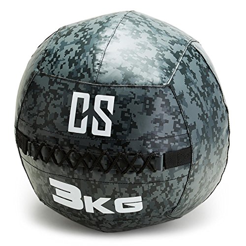 CapitalSports Restricamo Balón Medicinal PVC 3 Kg (Entrenamiento del Core, Funcional y Cross, Resistente Acabado Robusto, Cosido Doble) - Camuflaje