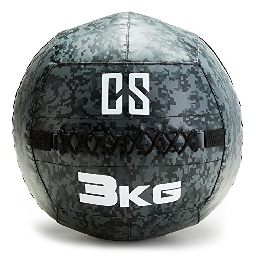 CapitalSports Restricamo Balón Medicinal PVC 3 Kg (Entrenamiento del Core, Funcional y Cross, Resistente Acabado Robusto, Cosido Doble) - Camuflaje