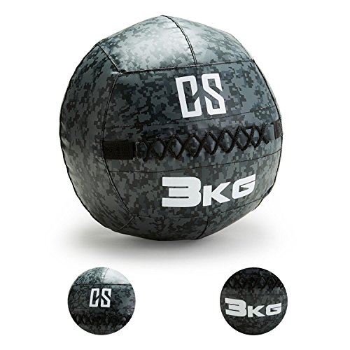 CapitalSports Restricamo Balón Medicinal PVC 3 Kg (Entrenamiento del Core, Funcional y Cross, Resistente Acabado Robusto, Cosido Doble) - Camuflaje