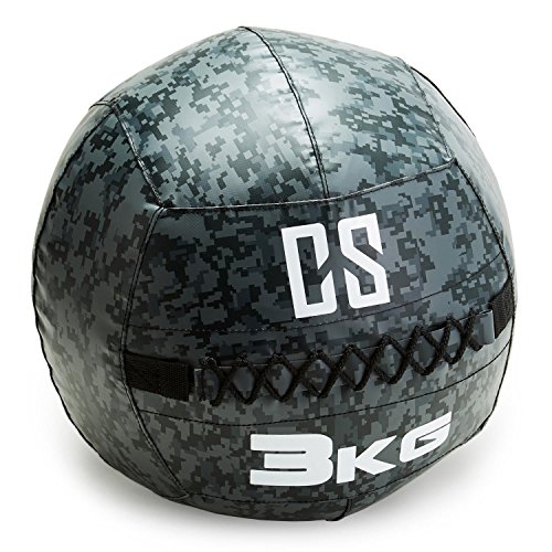 CapitalSports Restricamo Balón Medicinal PVC 3 Kg (Entrenamiento del Core, Funcional y Cross, Resistente Acabado Robusto, Cosido Doble) - Camuflaje