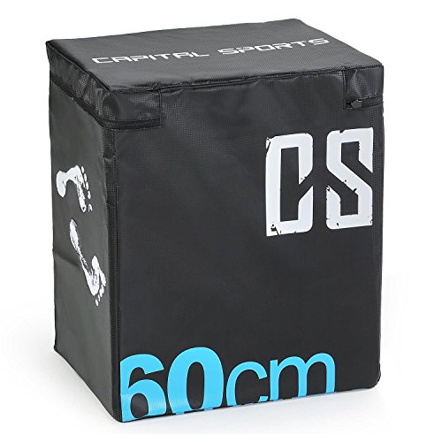 CapitalSports Rooksy Caja de Salto pliométrica Suave 60x50x30 cm (Robusta para Entrenamiento de Salto y Cross, Estable Interior, Suave Revestimiento, Exterior Cubierto) - Negro