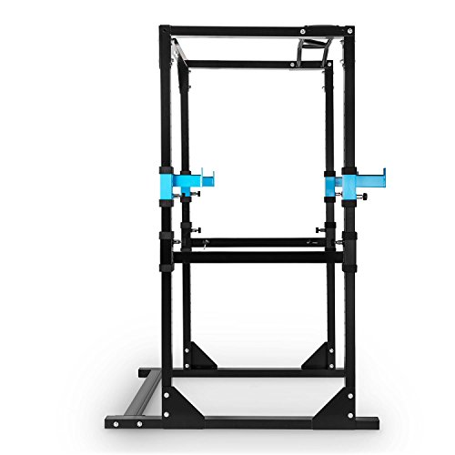 CapitalSports Tremendour Jaula de musculación (Acero, Soportes Seguridad, 4 Ganchos en J, Barra multiagarre, Barras paralelas Desmontables, Pesas, Press, Flexiones) - Azul