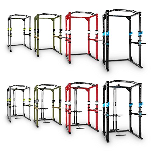 CapitalSports Tremendour Jaula de musculación (Acero, Soportes Seguridad, 4 Ganchos en J, Barra multiagarre, Barras paralelas Desmontables, Pesas, Press, Flexiones) - Azul