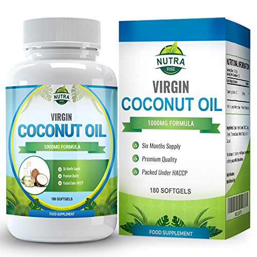 Cápsulas de Aceite de Coco Virgen, aceite de TCM con grandes beneficios. Ácidos grasos esenciales para perder peso de forma natural, 1000mg, doble de cápsulas con 180 unidades