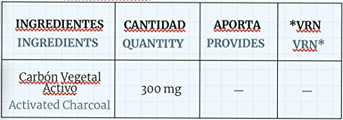 Carbón vegetal activado 300 mg. 60 capsulas