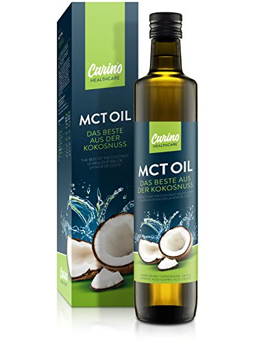 Carino MCT - Aceite de coco 100 % en botella de cristal con sabor neutro C8 C10