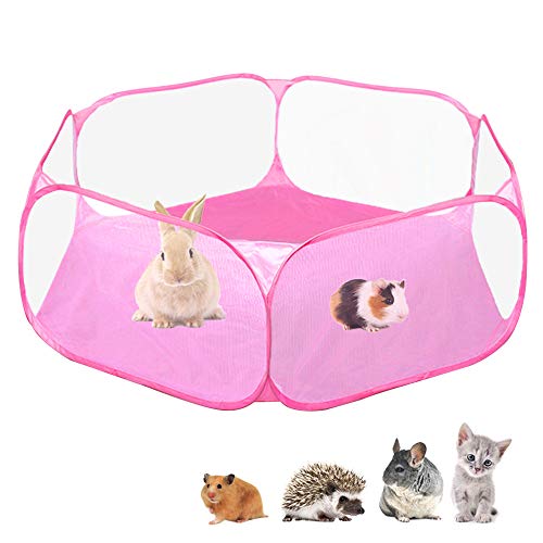 Carpa de jaula de C&C de animales pequeños, cerca de ejercicio transpirable y transparente para mascotas, cerca de patio portátil para cobayas, conejos, chinchillas y erizos