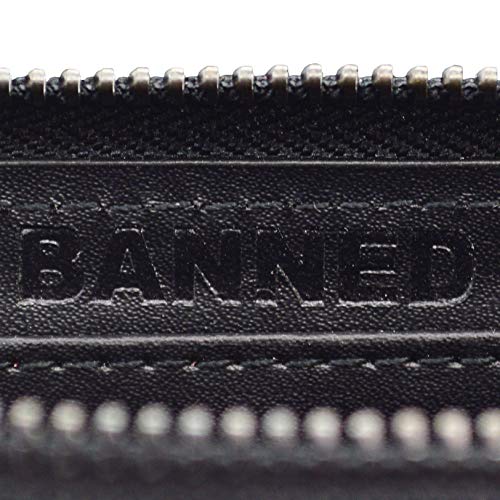Cartera con calavera y bordado, marca Banned Negro negro Negro/Talla única