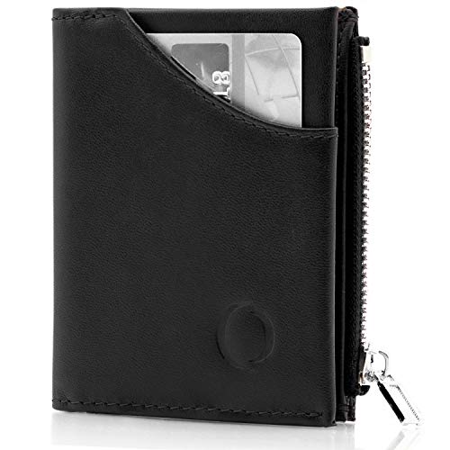 Cartera pequeña con Monedero para Hombre - Billetera de Piel con Tarjetero RFID y Monedero con Cremallera, Regalos para Hombre, Color Negro