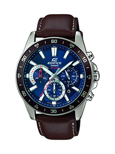 Casio EDIFICE Reloj en caja sólida, 10 BAR, Azul, para Hombre, con Correa de Acero inoxidable, EFV-570L-2AVUEF