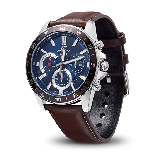 Casio EDIFICE Reloj en caja sólida, 10 BAR, Azul, para Hombre, con Correa de Acero inoxidable, EFV-570L-2AVUEF