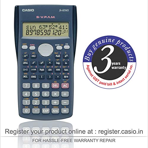 Casio FX-82MS - Calculadora científica (240 funciones, 24 niveles de paréntesis, VPAM), color gris oscuro