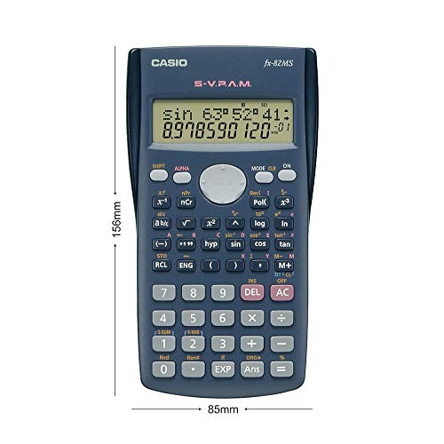 Casio FX-82MS - Calculadora científica (240 funciones, 24 niveles de paréntesis, VPAM), color gris oscuro