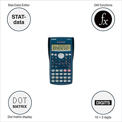 Casio FX-82MS - Calculadora científica (240 funciones, 24 niveles de paréntesis, VPAM), color gris oscuro