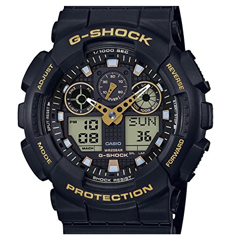 Casio G-SHOCK Reloj Analógico-Digital, 20 BAR, Negro/Amarillo, para Hombre, GA-100GBX-1A9ER