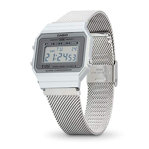 Casio Reloj Mujer de Digital con Correa en Acero Inoxidable A700WEM-7AEF