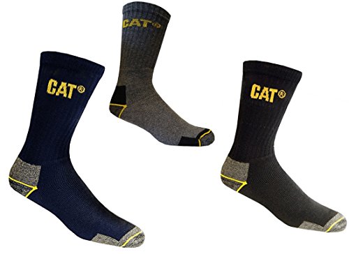 Caterpillar - 6 pares de calcetines de trabajo para hombre, protección contra accidentes, reforzado con hilo de excelente calidad en el talón y la punta - esponja de algodón - negro, antracita o azul 24 pares de color negro. 41-45