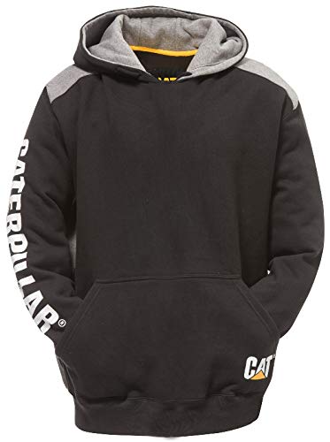 Caterpillar Mens Logo Panel Hooded Sweashirt Hoodie Black