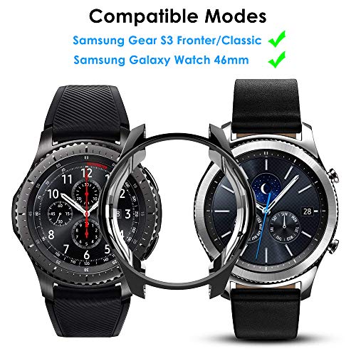 CAVN Compatible con Samsung Galaxy Watch 46mm Protector Bumper Case, 3 Pack General Protective Case TPU Flexible Protector Case para Galaxy Watch 46mm SM-R800